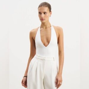 BOA white bodysuit deep V